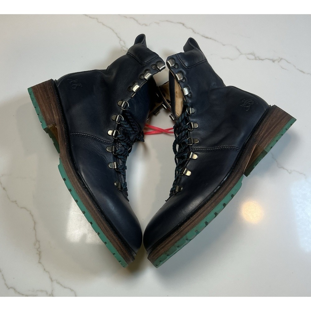 John Fluevog Montaigne‎ Hiking Boots Unisex Navy Leather Size 9M/11W 16274 7282